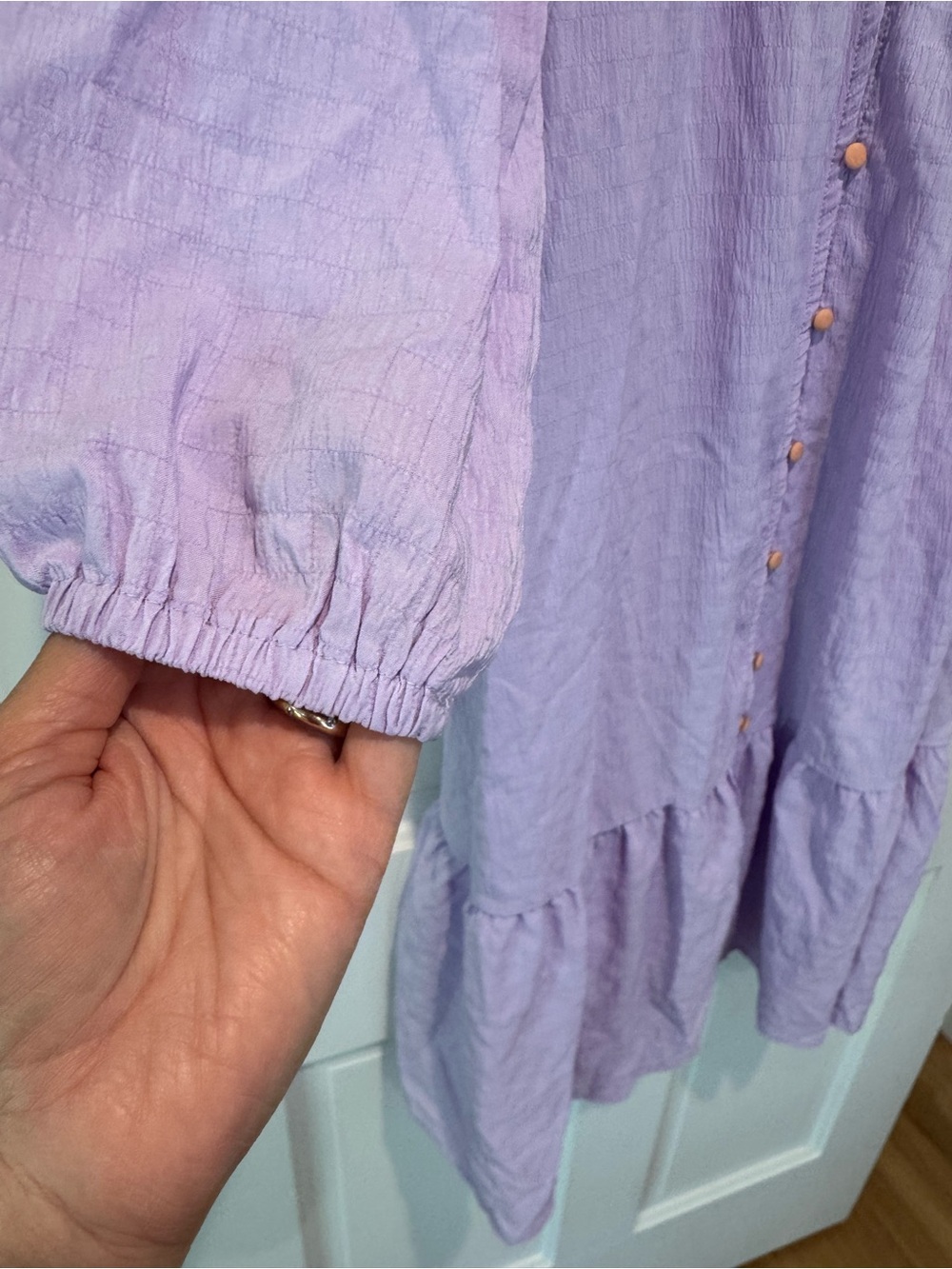Dressed in LALA Lavender Dress with Peach Trim NWT size Small - Picture 6 of 11